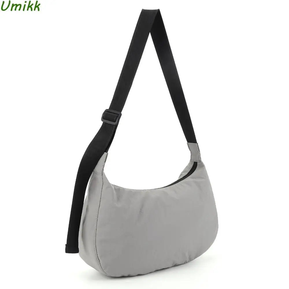 Nylon Crossbody Bag for Women Large Capacity Casual Crescent Satchel Solid Color Ladies Simple Shoulder Bag High Quality Handbag