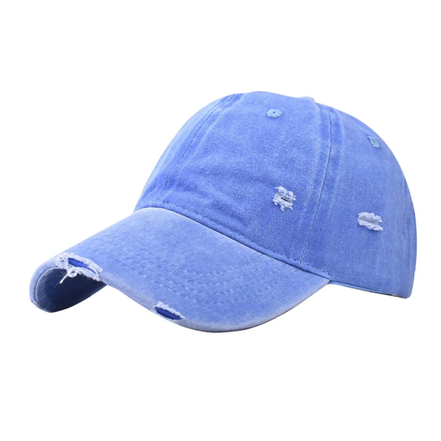 Denim Washed Ripped Baseball Caps Women Men Multicolored Raw Edge Trucker Caps Sunshade Ragged Outdoor Hollow Peaked Caps