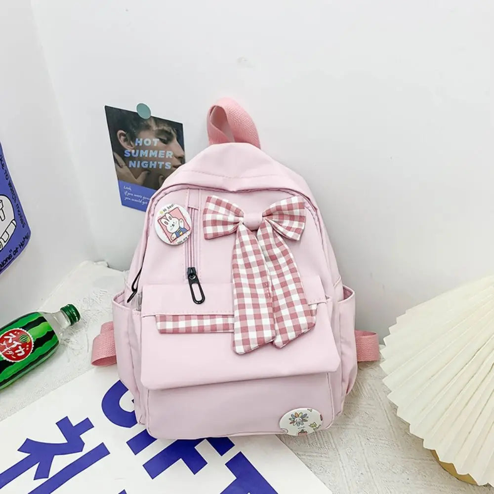 Fashion Bow Backpack Children's School Backpack Large Capacity Nylon School Bags Elementary School Book Bags Outdoor Travel Bag