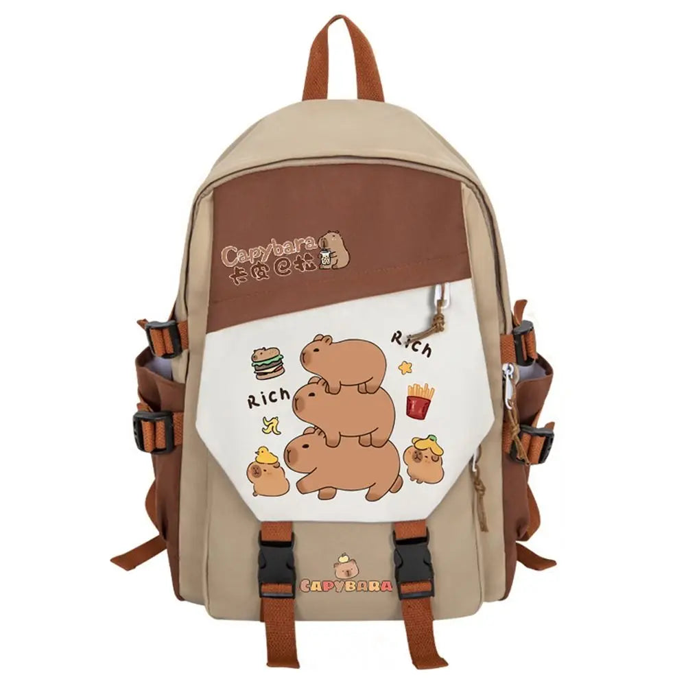 Waterproof Capybara Backpack Large Capacity Alleviate Burden School Bag Protecting Spine Widen Straps Backpack for Students