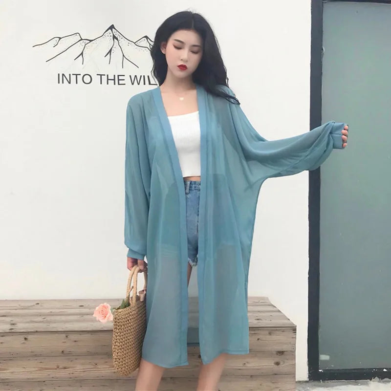 Holiday Open Front Cardigan Floral Printed Kimono Woman Casual Long Sleeve Cover Up