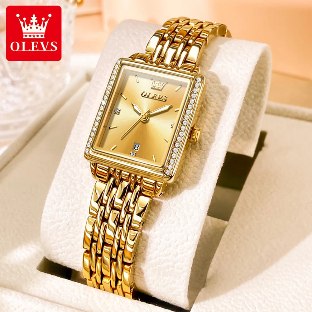 OLEVS Elegant Women's Watch Top Fashion Business Waterproof Stainless Steel Diamond Quartz Watch Luxury Original Women's Watch