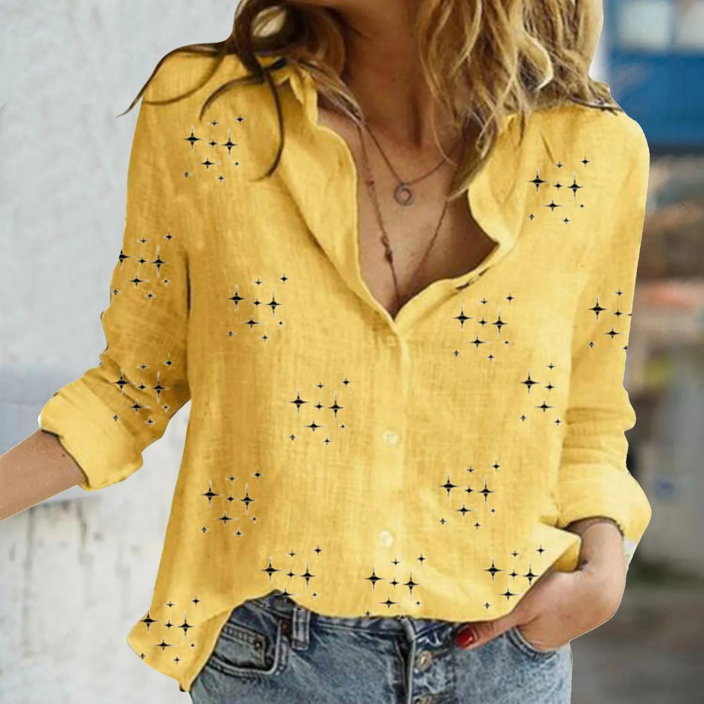 3/4 Sleeve Tops Womens Linen Casual Shirts Long Sleeve V Neck Blouse With Button Ladies Fitted Sports Breath Shirts For Women