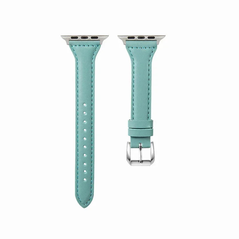 Slim Leather Strap For Apple Watch Series 10 42/46mm 9 8 7 41mm 45mm Band 38/42mm Ultra 49mm Bracelet iWatch SE 6 5 4 3 40/44mm