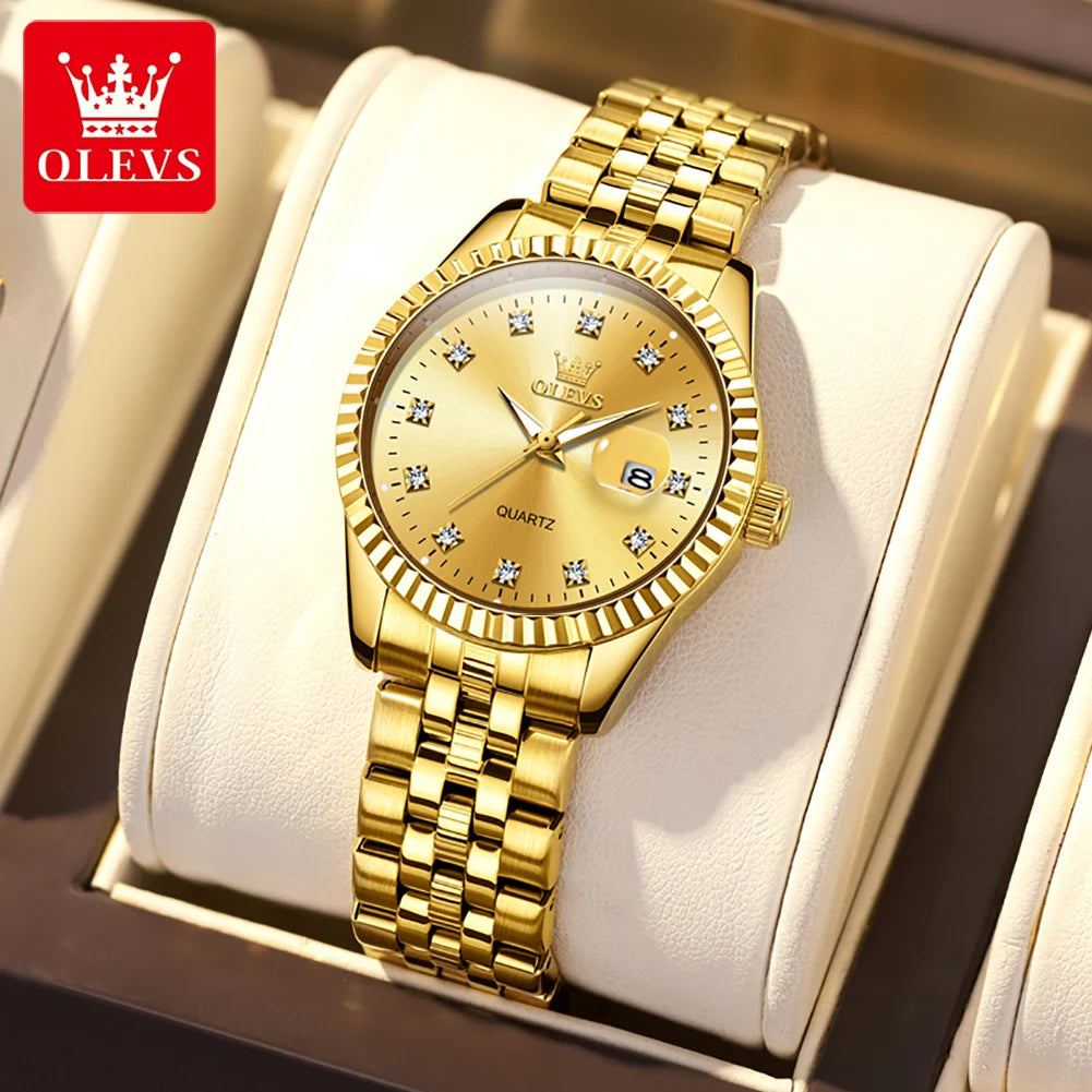 OLEVS 5526 Women's Watch Original Watches For Ladies Waterproof Luminous Stainless Steel Quartz Automatic date Woman Wristwatch