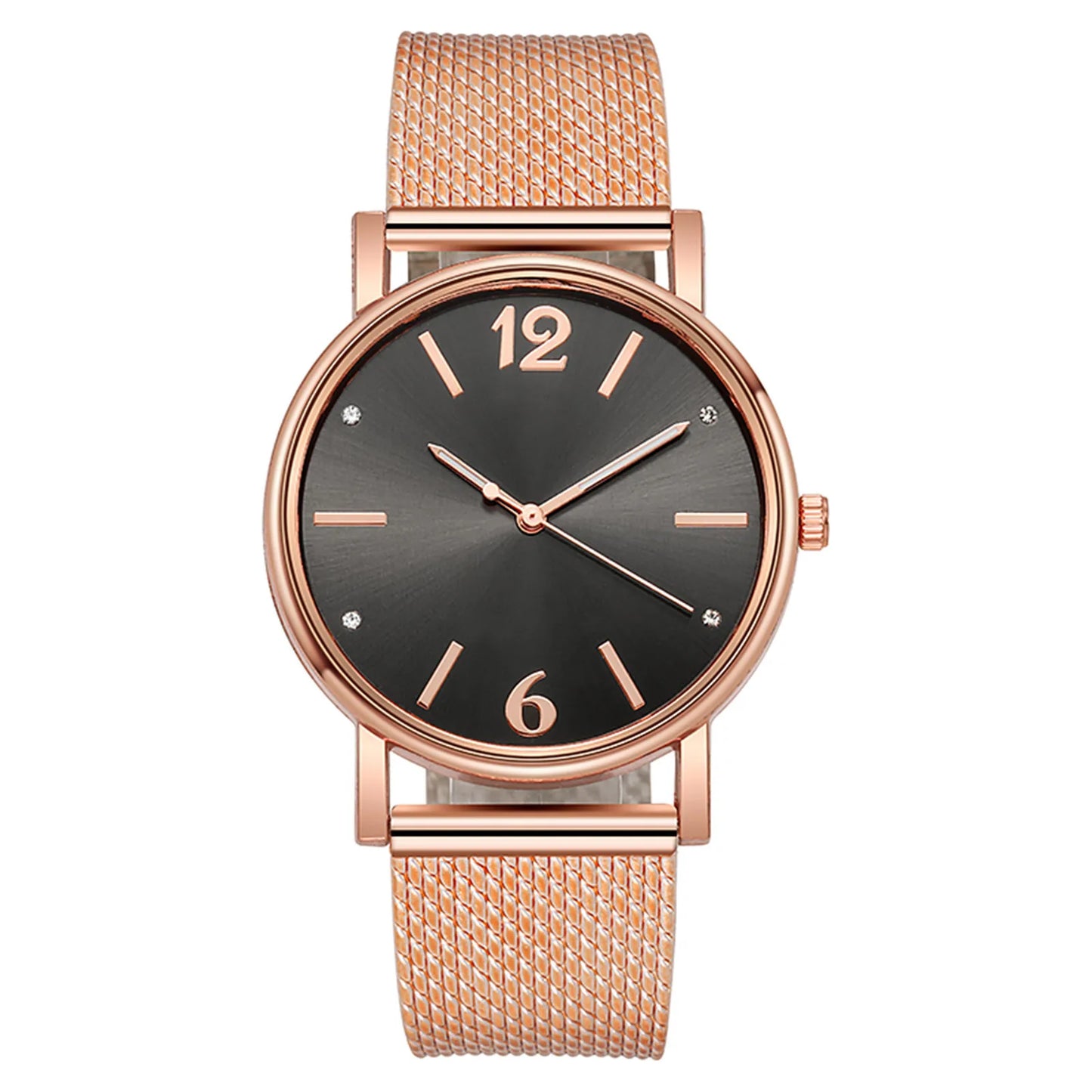 Women'S Diamond Mesh Strap Quartz Watch Simple Design Fashion Classic Round Dial Watches Breathable Strap Watch Reloj Para Mujer