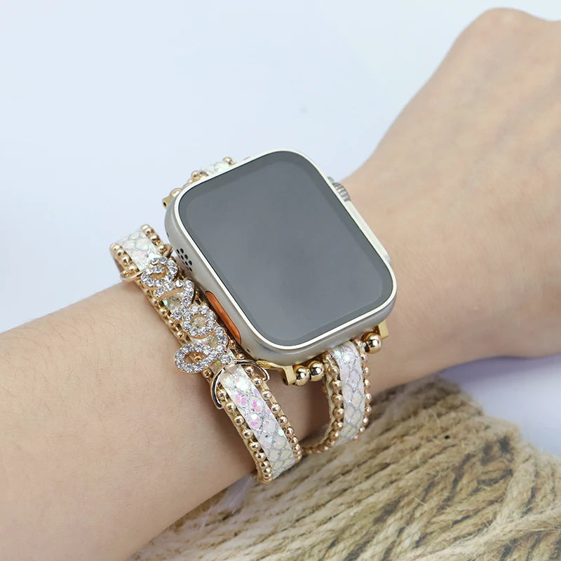 Correa Strap For Apple Watch band 44mm 40mm 38mm 42mm 41MM 45MM Loop Bracelet for iWatch series 7 6 SE 5 4 3 LOVE decorative