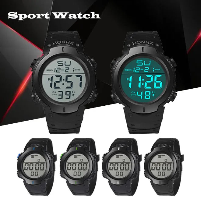 Hight Quality Led Electronic Clock Fashion Waterproof Men'S Boy Lcd Digital Stopwatch Date Rubber Sport Wrist Watch reloj hombre