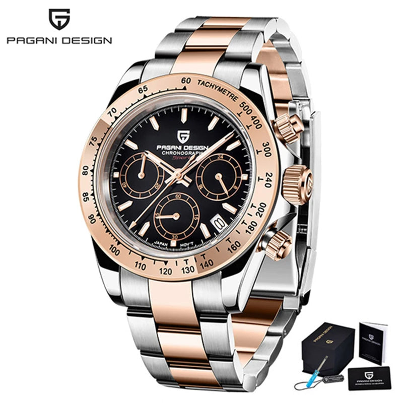 PAGANI DESIGN 2023 Top Brand Luxury Mens Watches Sports Quartz Sapphire Stainless Steel 100M Waterproof Chronograph Reloj Hombre