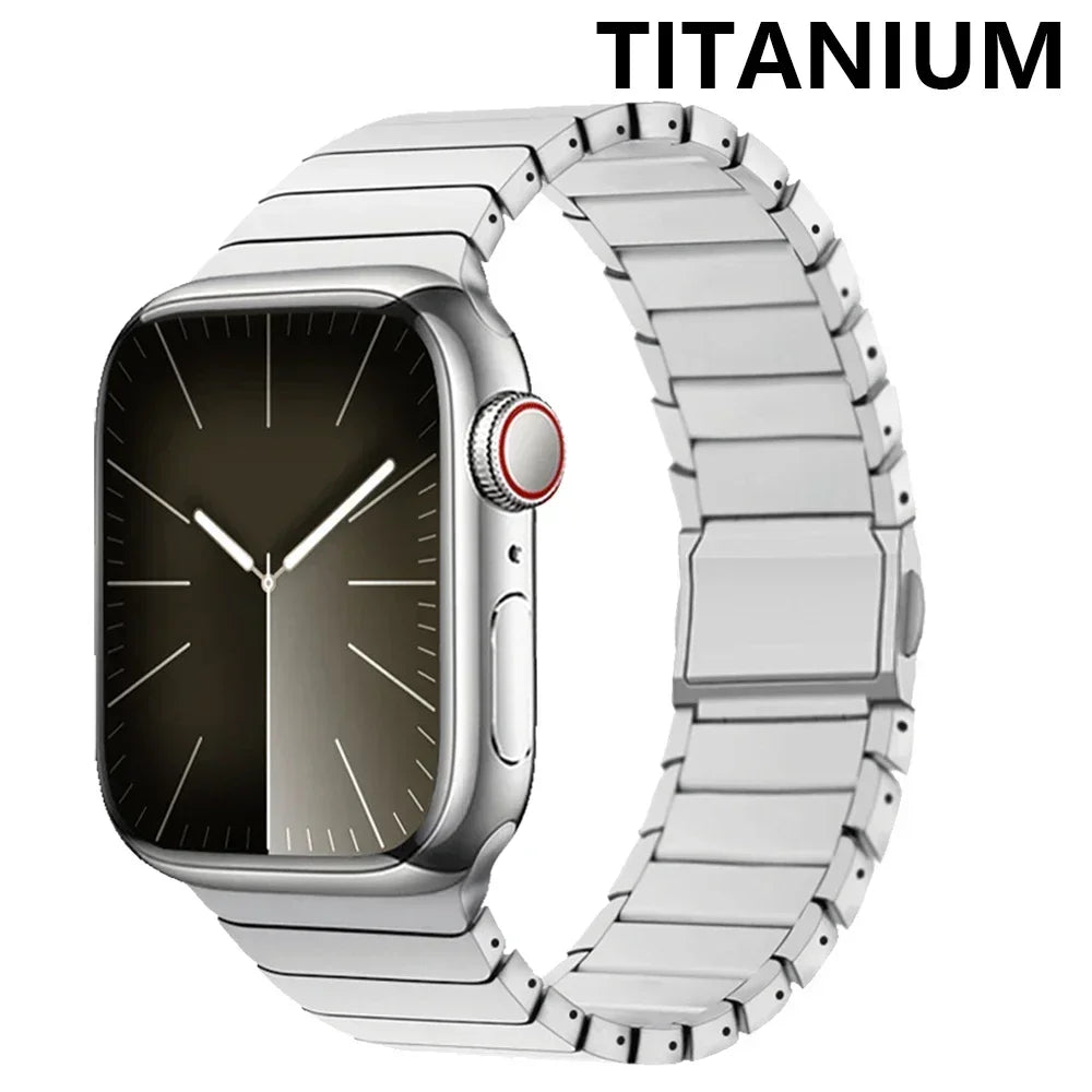 Luxury Titanium Strap for Apple Watch Ultra 1/2 49mm Magnetic Men Link Bracelet for Iwatch Series 10 9 8 7 6 5 Se 46mm 45mm 44mm