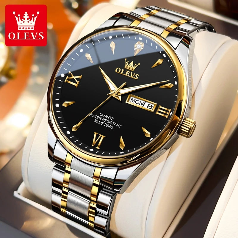 OLEVS Top Brand Elegant Women's Watches Gold Waterproof Fashion Original Quartz Watch for Lady Calendar Week Female Wristwatch