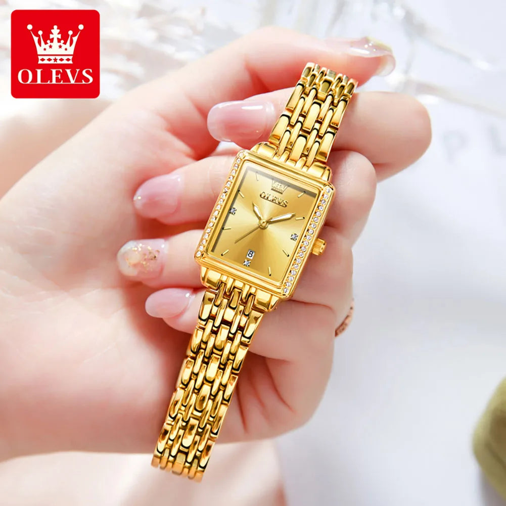 OLEVS Luxury Quartz Women's Watch Fashionable Classic Square Elegant Diamond Waterproof dial High quality Original Women's Watch