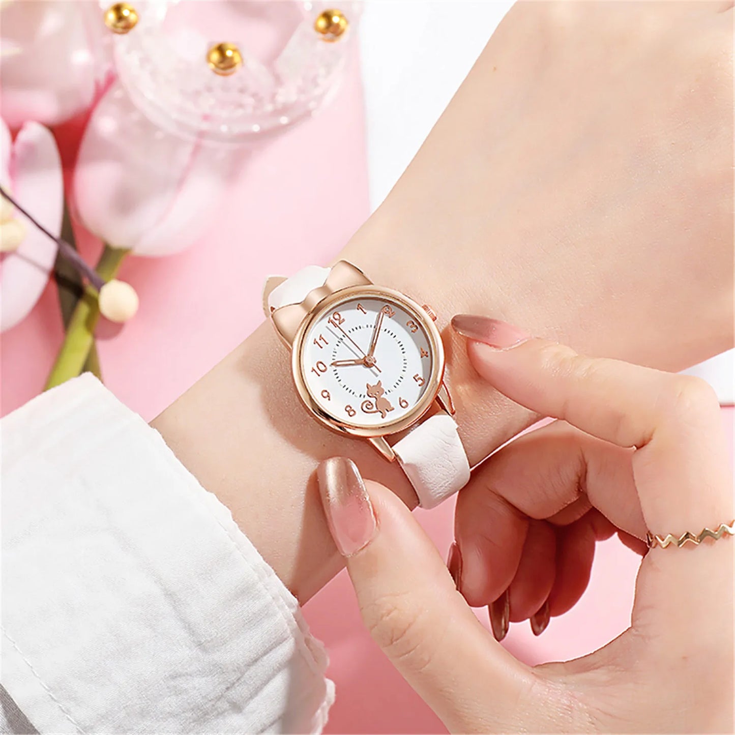 Watch Box Travel Watch Cartoon Luminous Women'S Student Cat Quartz Cute Watch Women'S Watch Relojes De Pulsera Digitales