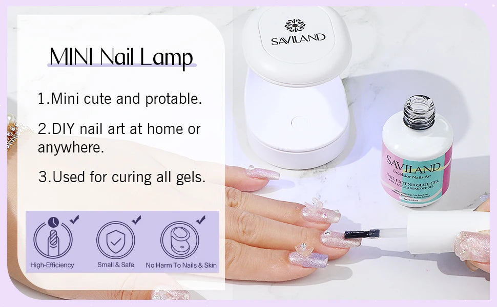 SAVILAND 500pcs Gel X Nail Kit For Extension Nail Tips Full Cover Press On Nails Sculpted Coffin Almond with UV LED Nail Lamp