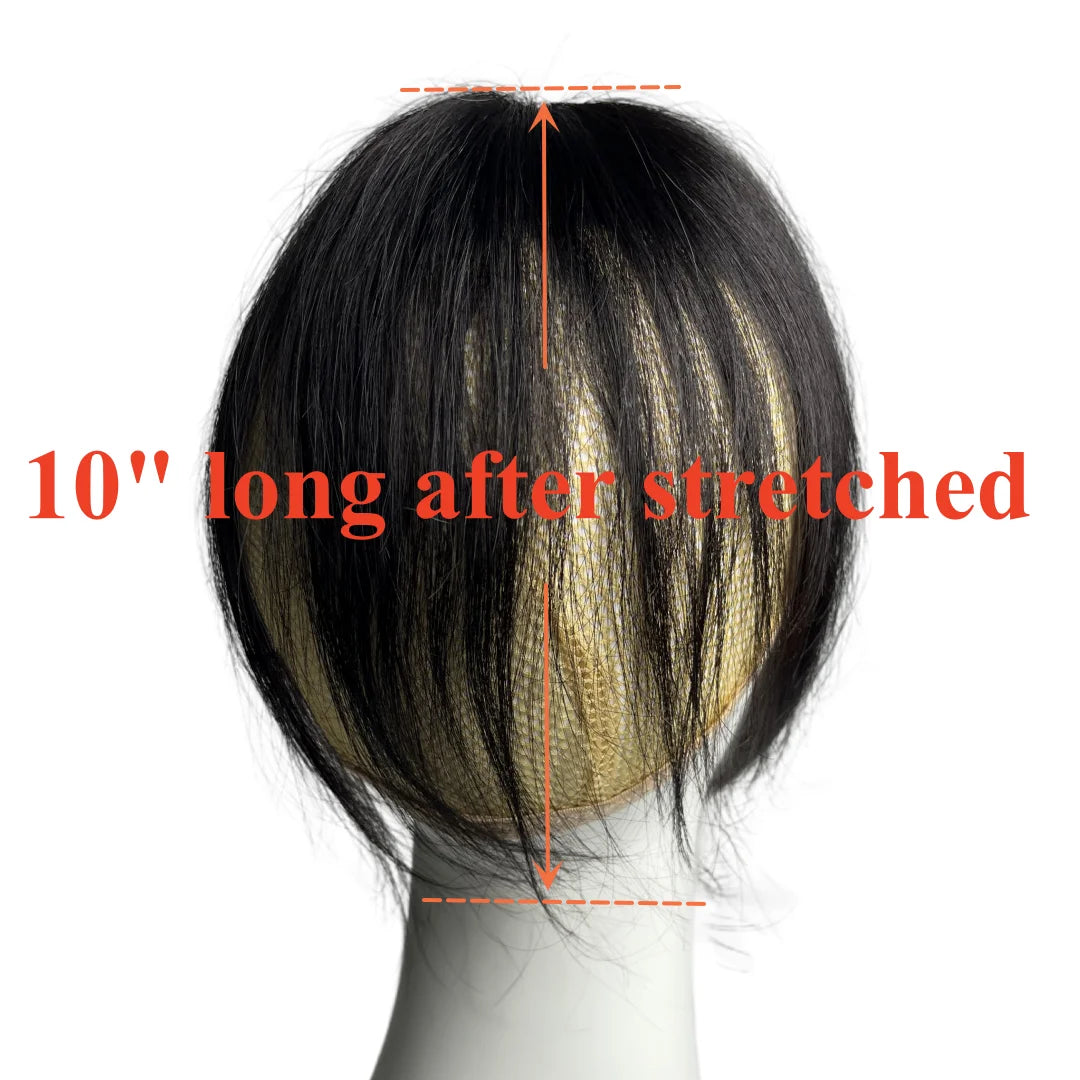 10inch Brazilian Human Hair Topper For Women with Fringe Hair Bangs Straight Replacement Hairpieces Add Hair Volume Non-remy