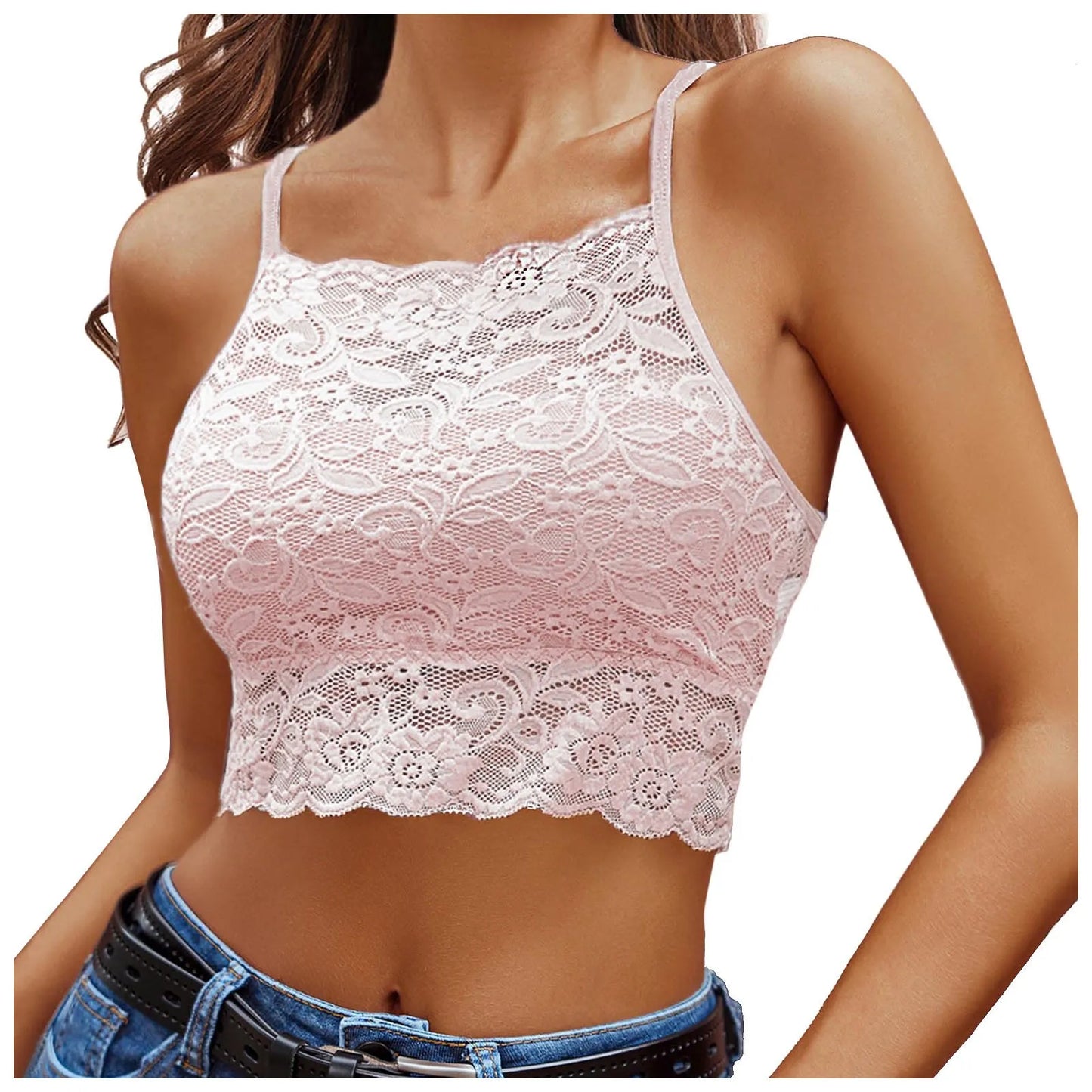 Women's Solid Lace Crop Tops Summer Sexy Strapless Push Up Corsets Seamless Bralette Sexy Sleeveless Blouse Y2k Crop Tops Blusas