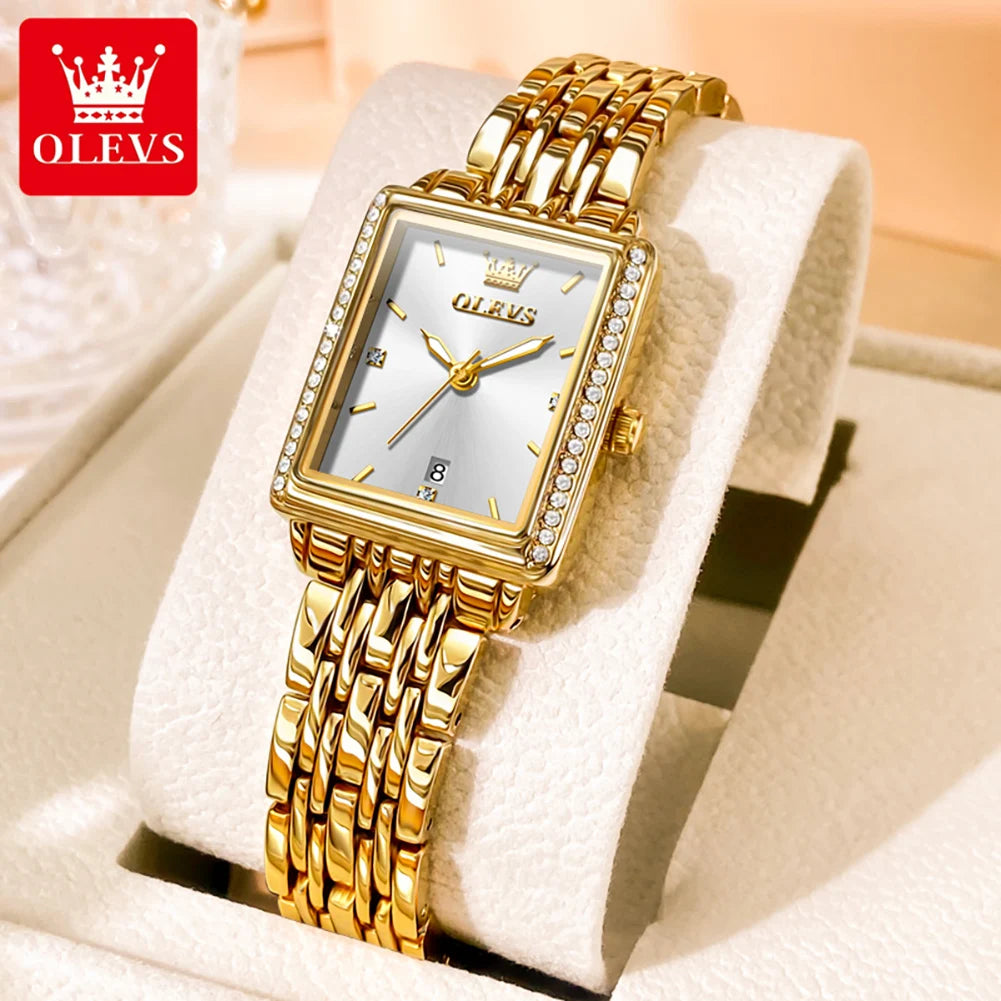 OLEVS 9995 Women's Watch Luxury Elegant Diamond Watch Classic Original Brand Gold Stainless Steel Waterproof Women Quartz Watch