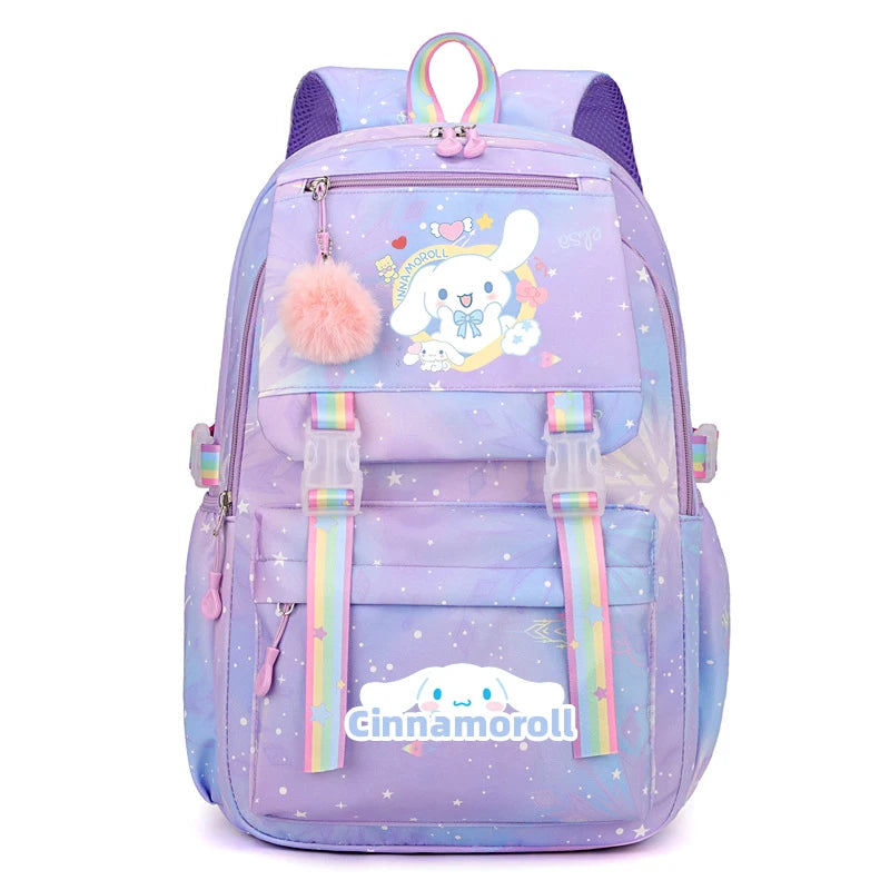 Kuromi & Cinnamoroll Large Capacity Backpack, Lightweight Cute Daypack, Cartoon Schoolbag, Girl Casual Travel Commute Knapsack