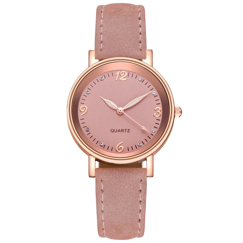 Luxury Bracelet Watch Women's Rose Gold Stainless Alloy Quartz Watches Simple Style Leather Strap Wrist Watch Luminous Watches