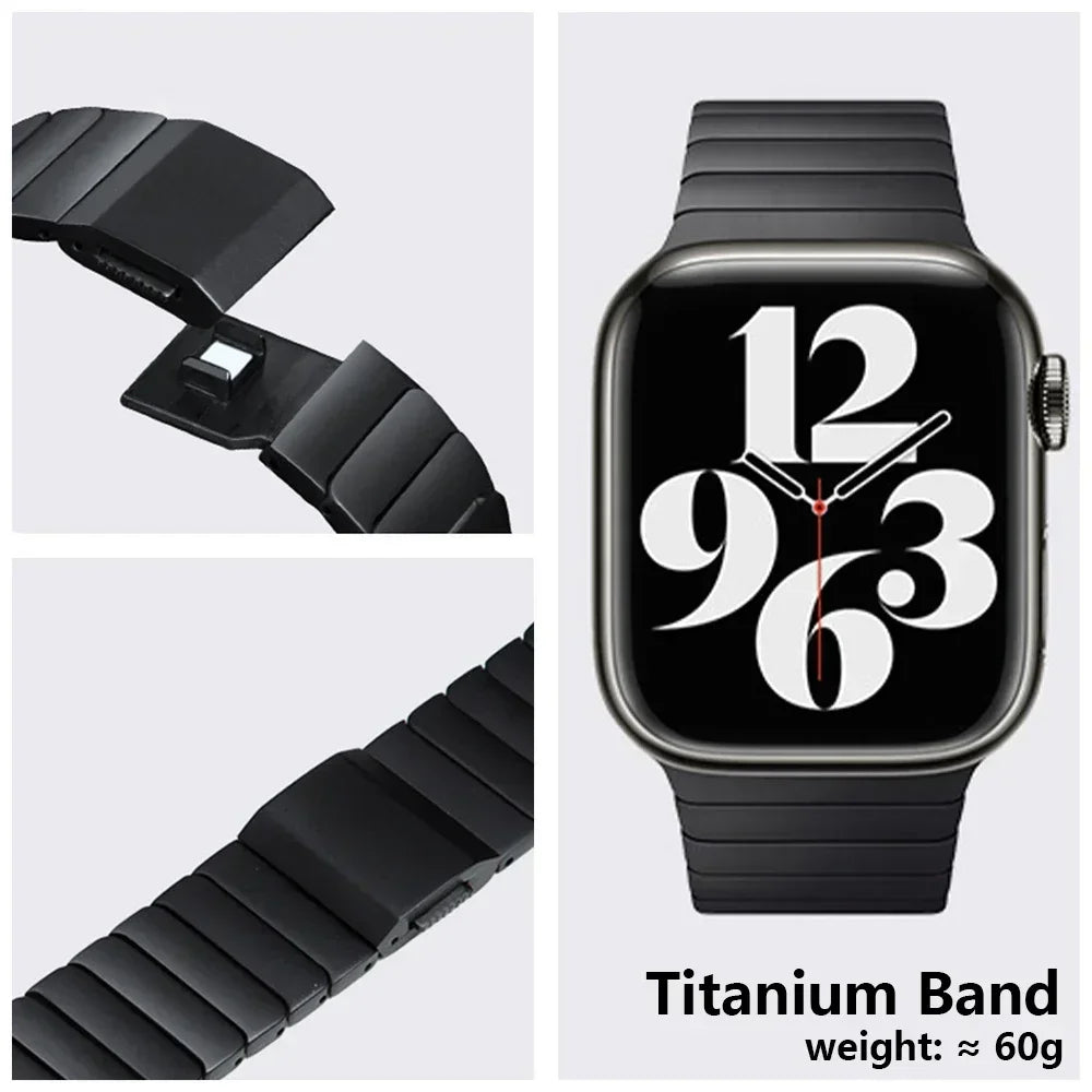 Luxury Titanium Strap for Apple Watch Ultra 1/2 49mm Magnetic Men Link Bracelet for Iwatch Series 10 9 8 7 6 5 Se 46mm 45mm 44mm