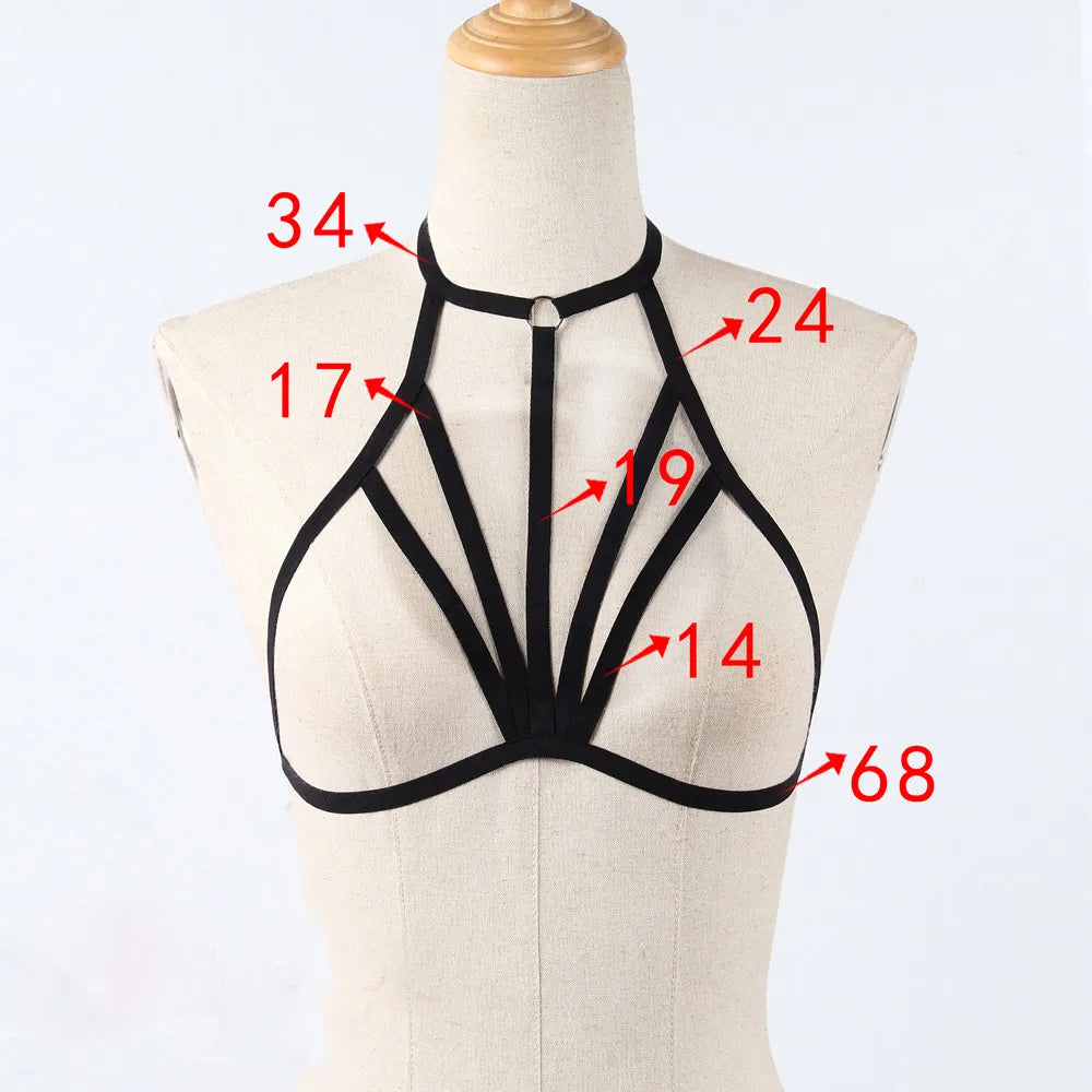 Harness For Women Bra Garter Hollow Out Elastic Cage Bra Bandage Strappy Halter Bras Erotic Lingerie Garter Belt Suspenders