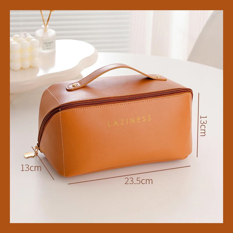 Z Large Capacity Travel Cosmetic Bag for Women,Makeup Bag Travelling PU Leather Cosmetic Bag Waterproof