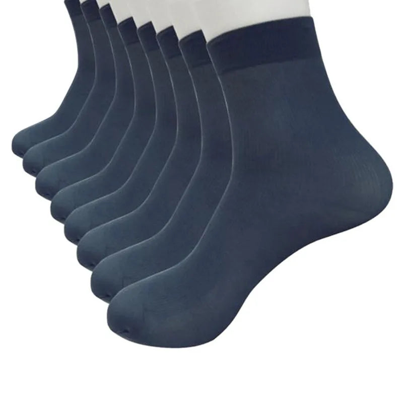 4/8 Pairs Ultra-Thin Breathable Men Socks Comfortable Bamboo Fiber Summer Black Socks Casual Solid Color Middle Tube Sock