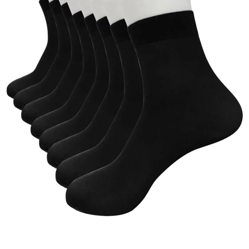 4/8 Pairs Ultra-Thin Breathable Men Socks Comfortable Bamboo Fiber Summer Black Socks Casual Solid Color Middle Tube Sock