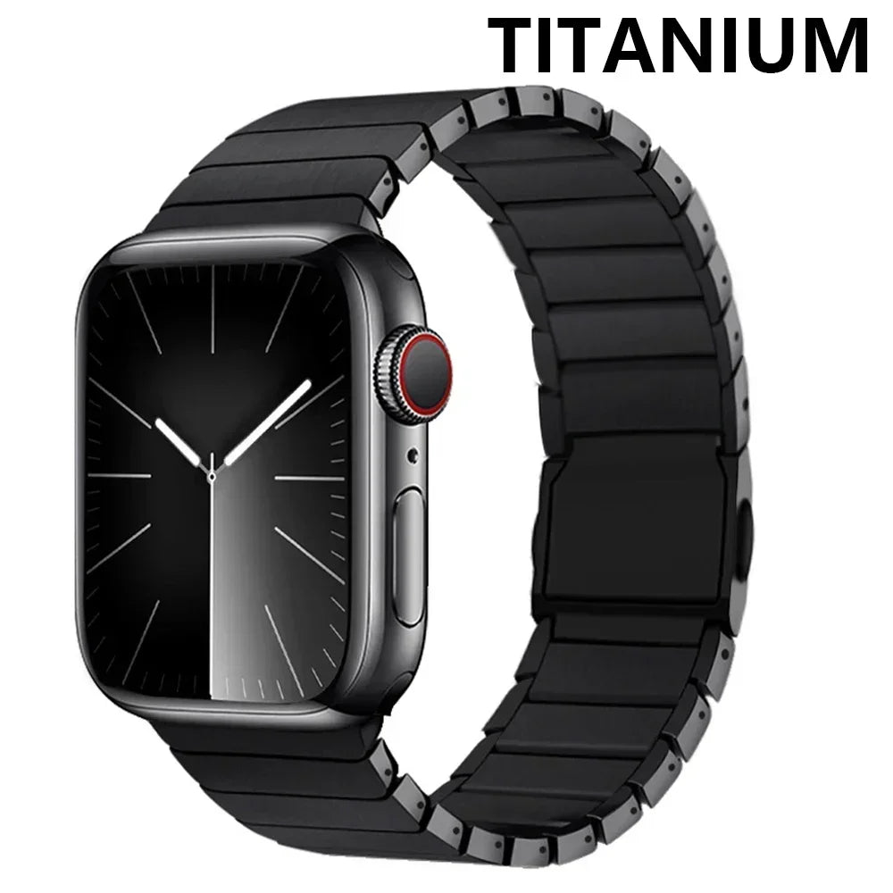 Luxury Titanium Strap for Apple Watch Ultra 1/2 49mm Magnetic Men Link Bracelet for Iwatch Series 10 9 8 7 6 5 Se 46mm 45mm 44mm