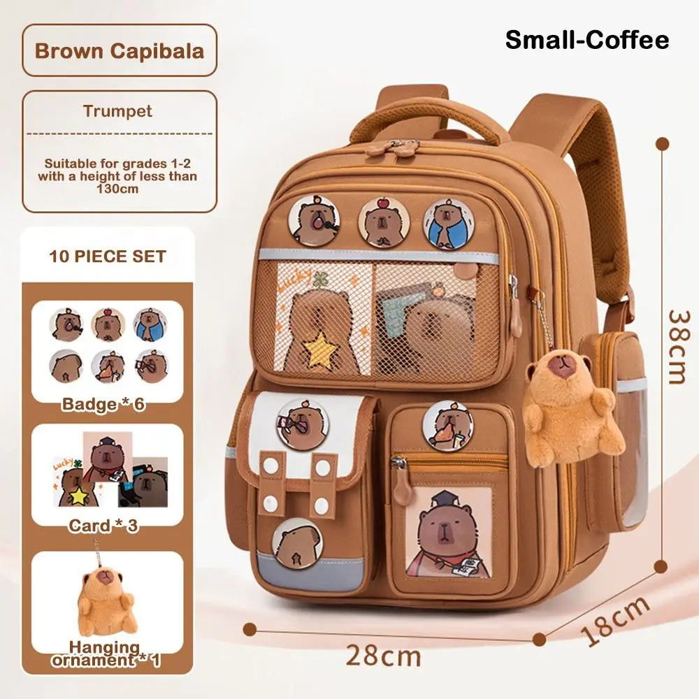 Waterproof Capybara Backpack Large Capacity Alleviate Burden School Bag Protecting Spine Widen Straps Backpack for Students