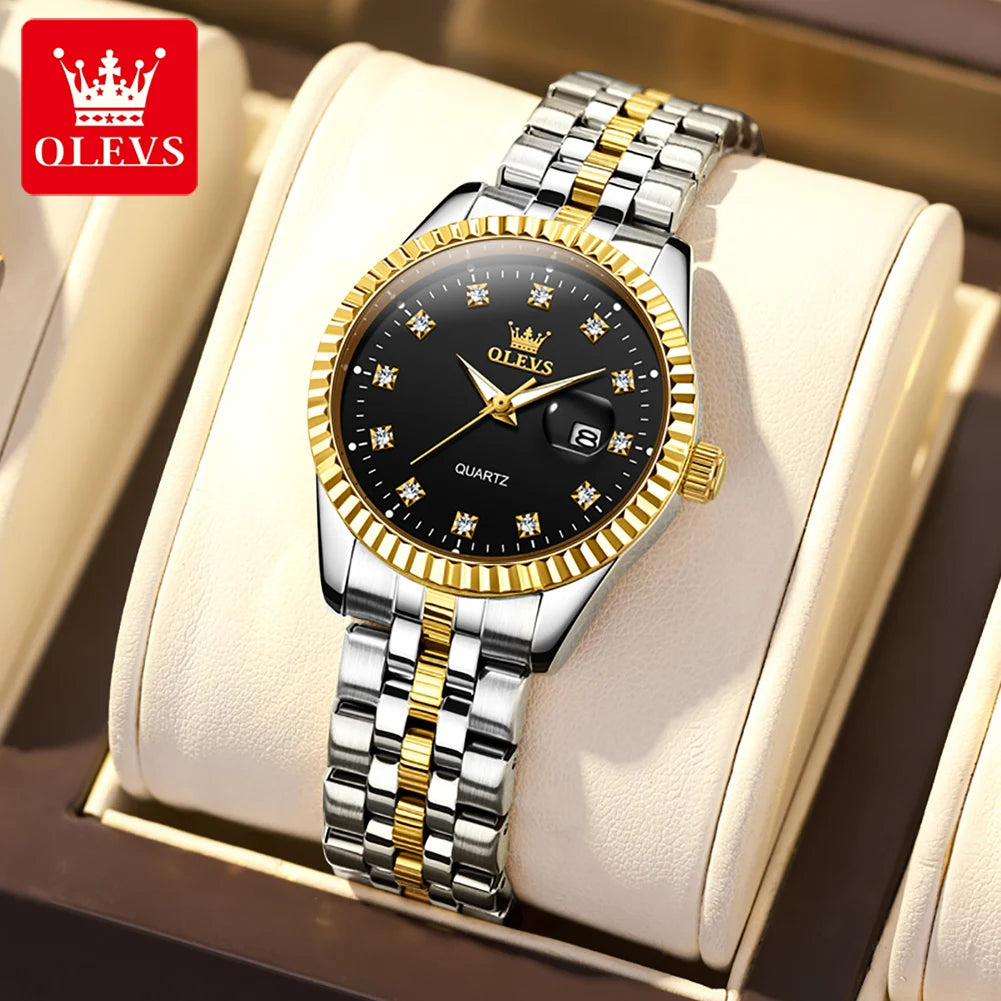 OLEVS 5526 Women's Watch Original Watches For Ladies Waterproof Luminous Stainless Steel Quartz Automatic date Woman Wristwatch