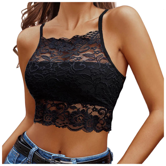 Women's Basic Crop Tops Solid Color Floral Lace Camisole Women Casual Blouse Sexy Strapless Corsets Tube Tank Tops Ropa De Mujer