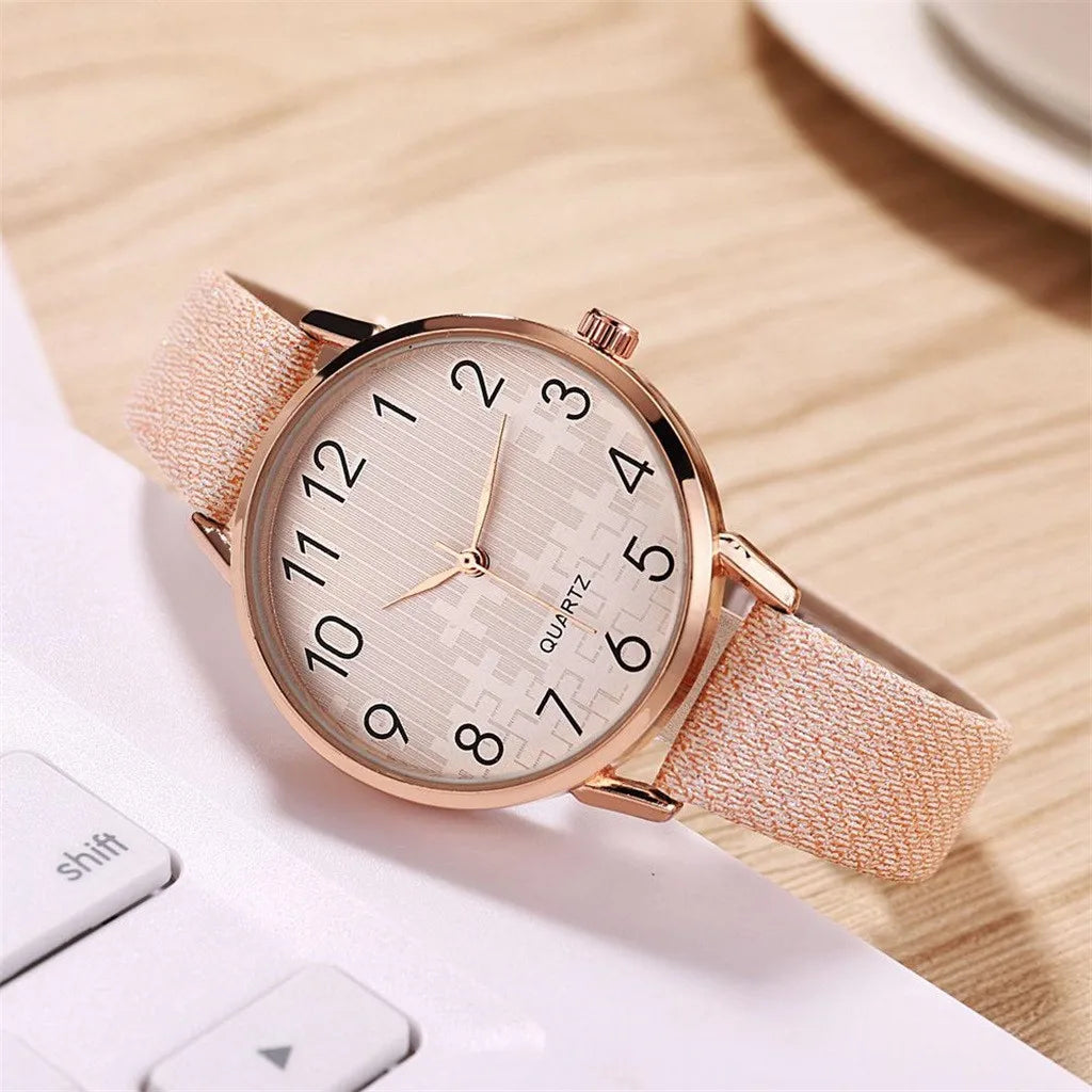 Round Dial Retro Watch Ladies Casual Elegant Belt Watches Korean Fashion Simple Design Quartz Watch Reloj Mujer Lujo Alta Gama