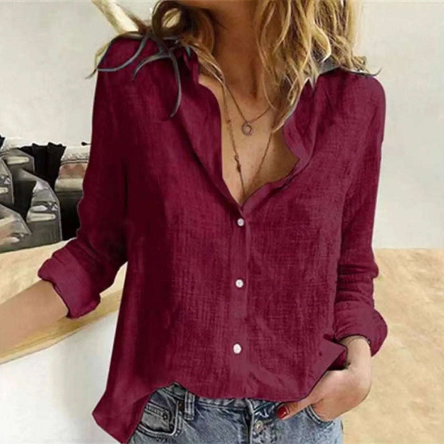 2025 Vintage Cotton Linen Shirt For Women Casual Solid Button Lapel Shirts & Blouses Long Sleeve Loose Tops Tunic Blusas Camisas