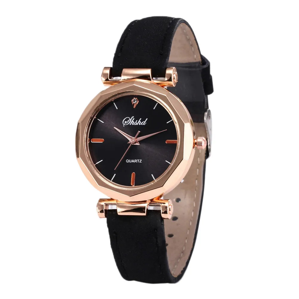 Fashion Women Watch Classic Leather Strap Round Dial Simple Quartz Wristwatch Daily Causal Date Clothing Matching Watch