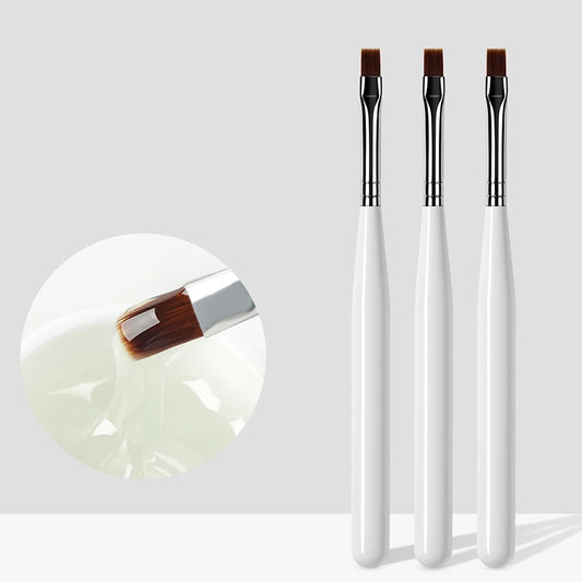 1 Piece Nail Art White Handle Brush Acrylic UV Gel Extension Builder Coating Drawing Pen DIY Manicure Tool