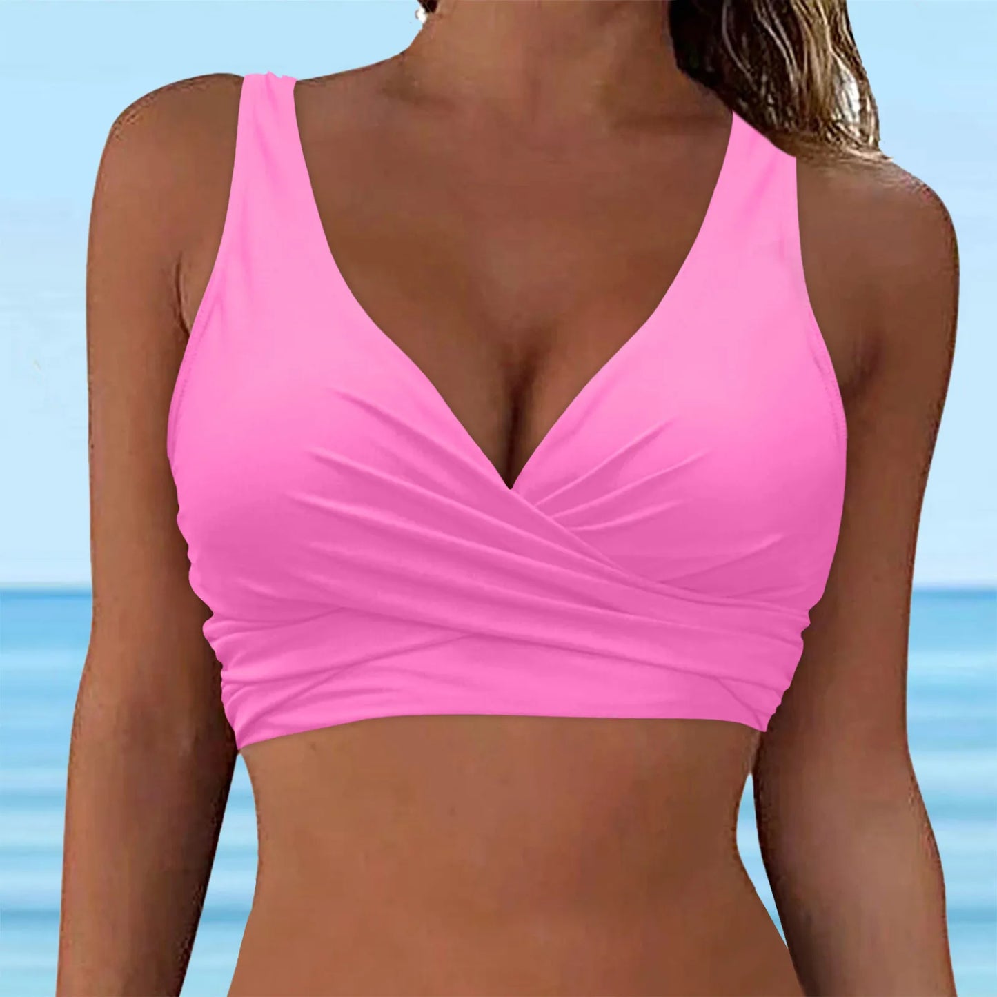 Full Coverage Bikini Top Push Up Swim Crop Top Tie Back Swimsuit For Women Lace Up Swimwear Sports Bras Underwire 2024 Trend