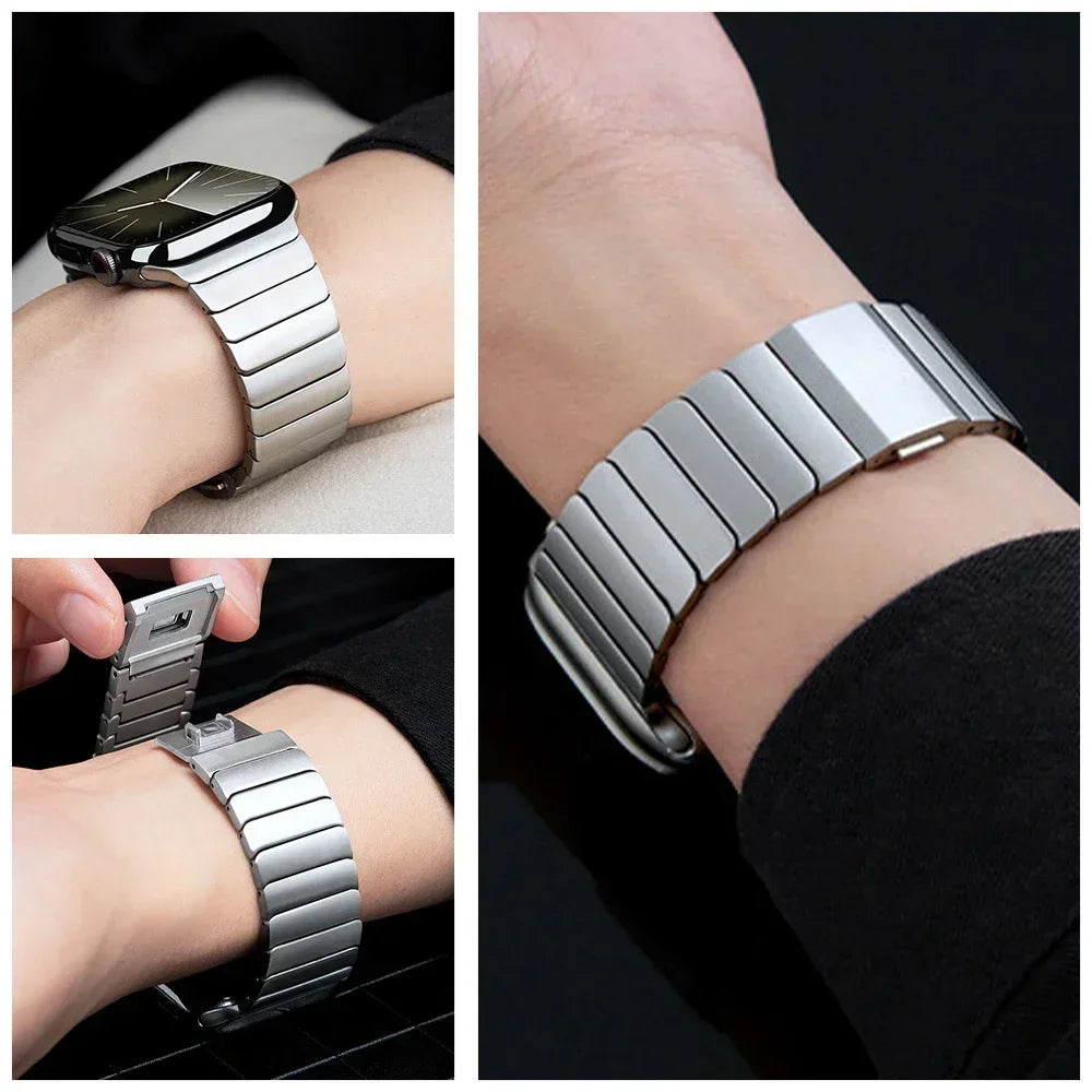 Luxury Titanium Strap for Apple Watch Ultra 1/2 49mm Magnetic Men Link Bracelet for Iwatch Series 10 9 8 7 6 5 Se 46mm 45mm 44mm