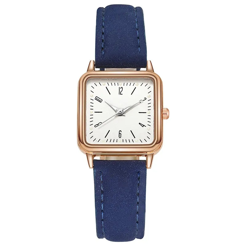 2023 New A Fashion Women Watch Leather Strap Casual Watch Wrist Square Dial Case Lady Watches Wristwatch Clock Gift