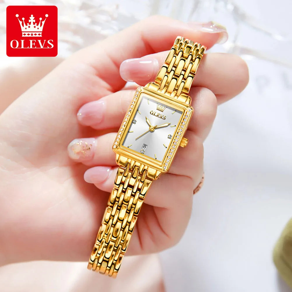 OLEVS 9995 Women's Watch Luxury Elegant Diamond Watch Classic Original Brand Gold Stainless Steel Waterproof Women Quartz Watch