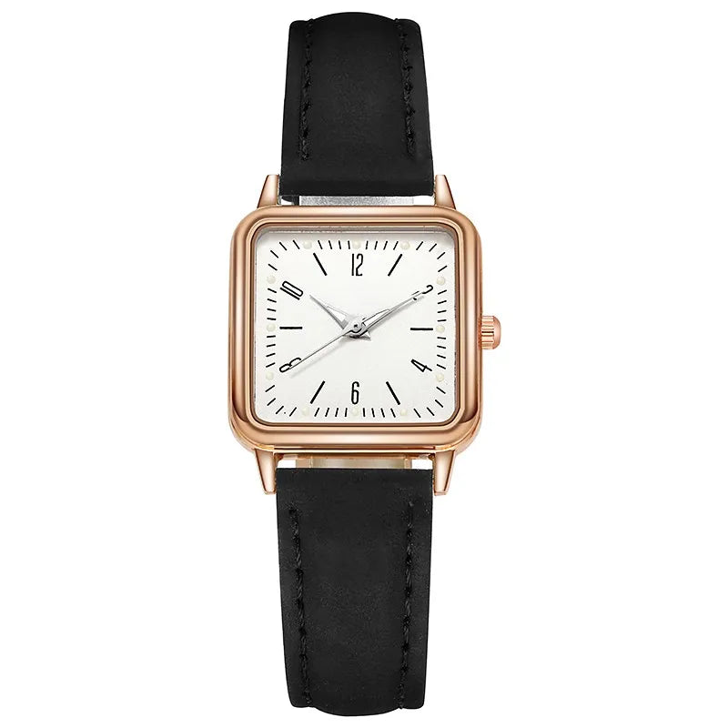 2023 New A Fashion Women Watch Leather Strap Casual Watch Wrist Square Dial Case Lady Watches Wristwatch Clock Gift