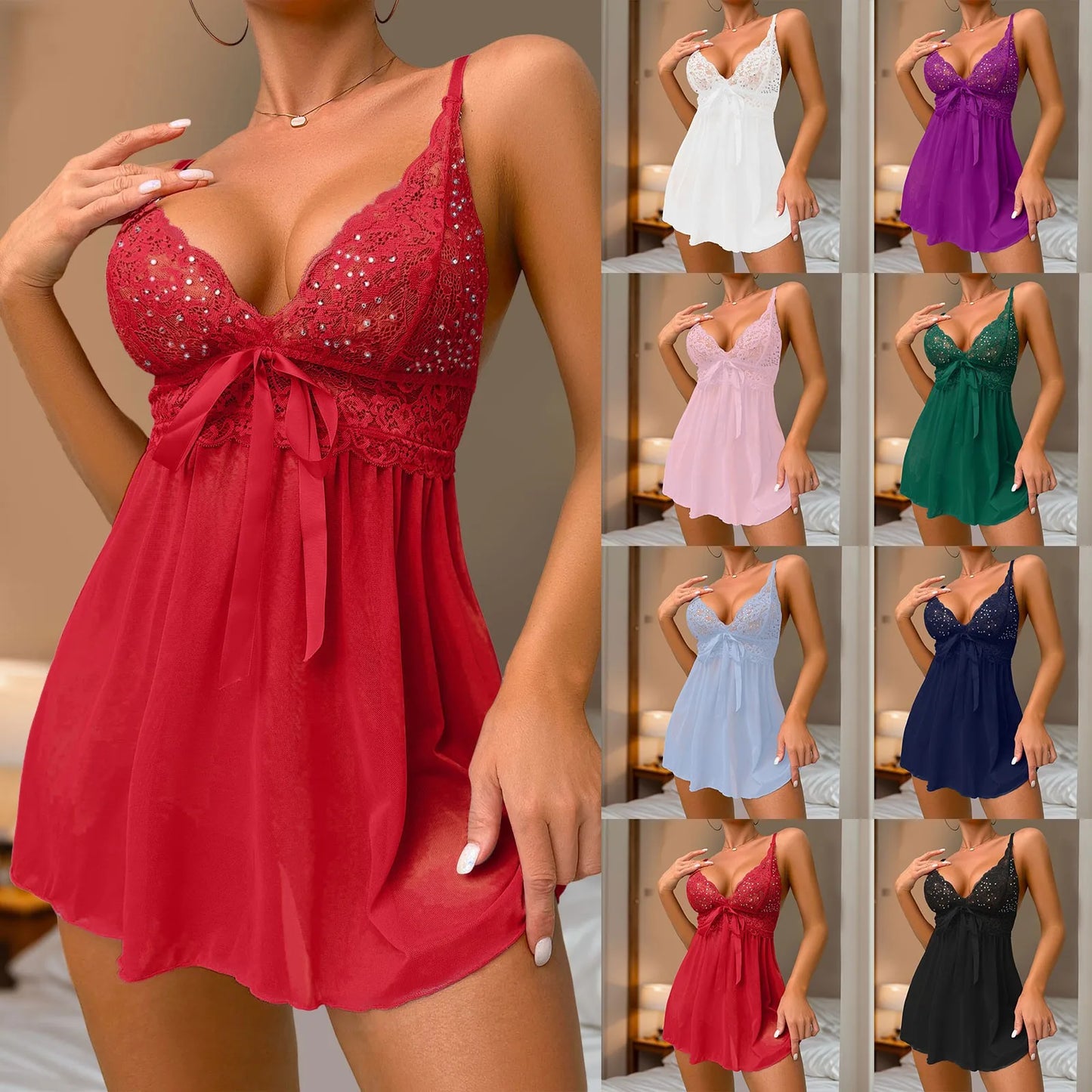 Sexy Woman Lingerie New Hot Diamond Lace Sexy Dress Sexy Underwear Sexy Lace Pajamas Evening Dress Erotic Babydolls Nightdress