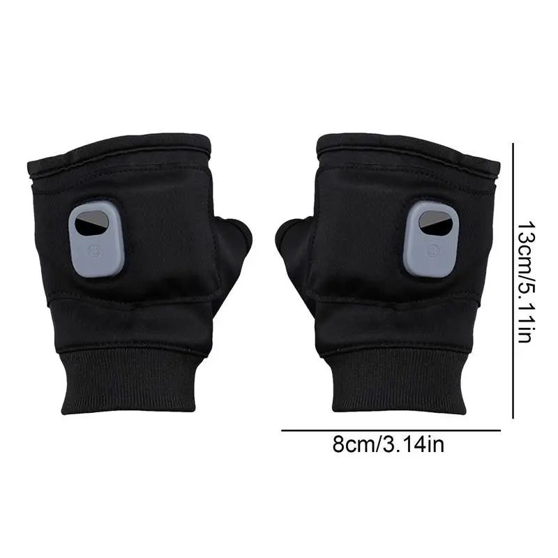 1Pair Unisex USB Electric Heating Winter Outdoor Heated Gloves Half Finger Touchscreen Warmer Mitten for Outdoor Hiking