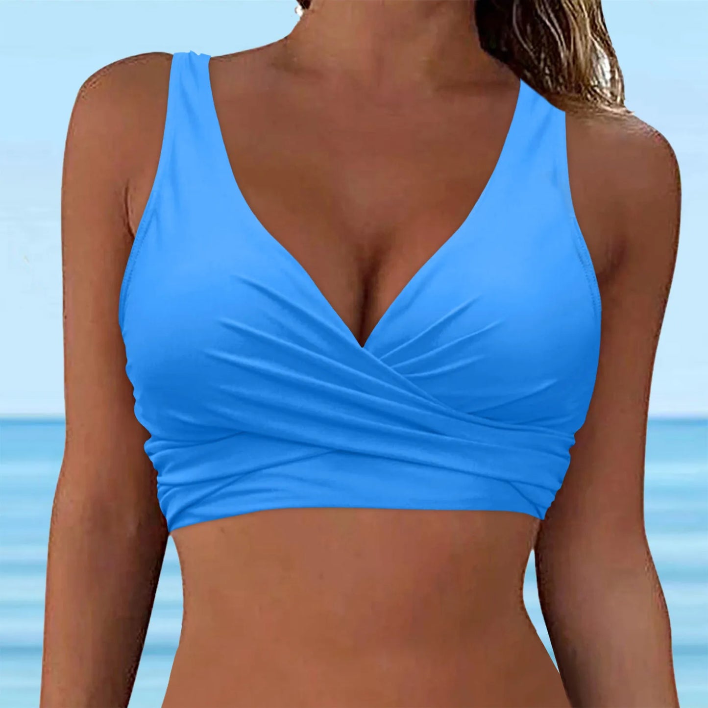 Full Coverage Bikini Top Push Up Swim Crop Top Tie Back Swimsuit For Women Lace Up Swimwear Sports Bras Underwire 2024 Trend