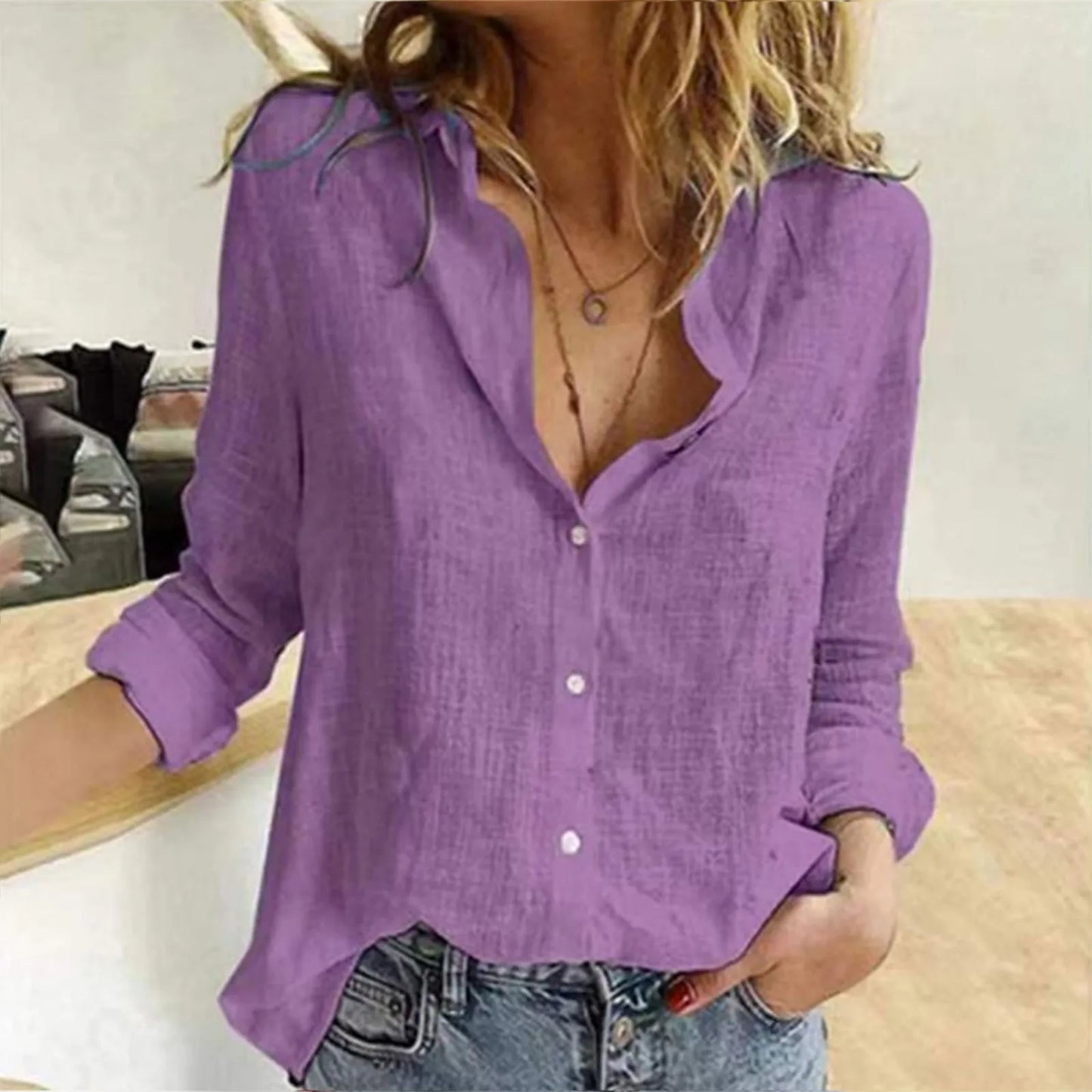 2025 Vintage Cotton Linen Shirt For Women Casual Solid Button Lapel Shirts & Blouses Long Sleeve Loose Tops Tunic Blusas Camisas