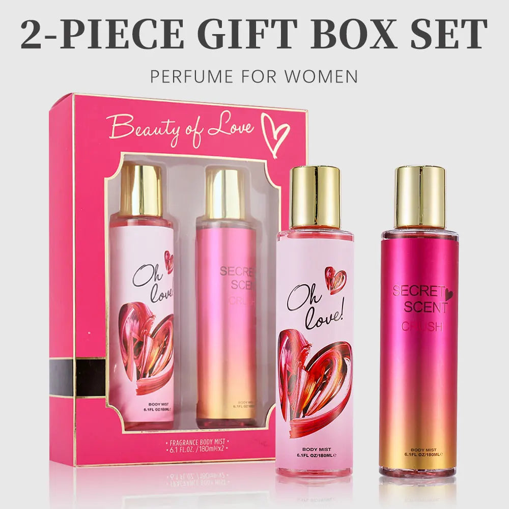 Body Mist Gifts Set Women's 2pcs 6.1fl.oz/180ml Hair & Body Fragrance Mist For Women,  BEAUTY OF LOVE Long-Lasting Perfume Spray