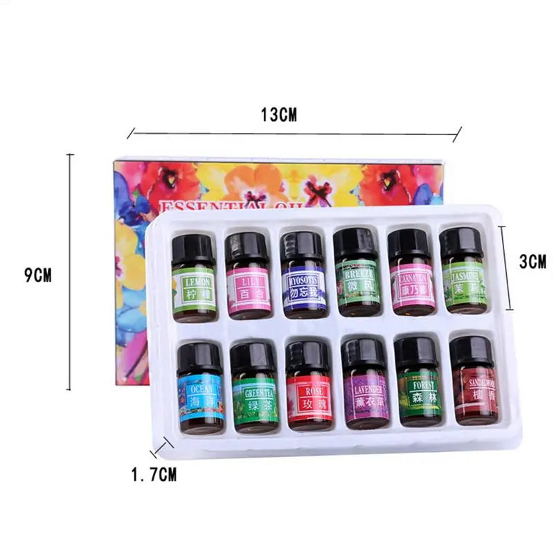 12pcs/lot 3ML Aromatherapy Aromatic Plant Water-soluble Essential Oil Set Humidifier Aromatherapy Spa Bath Massage Essential Oil