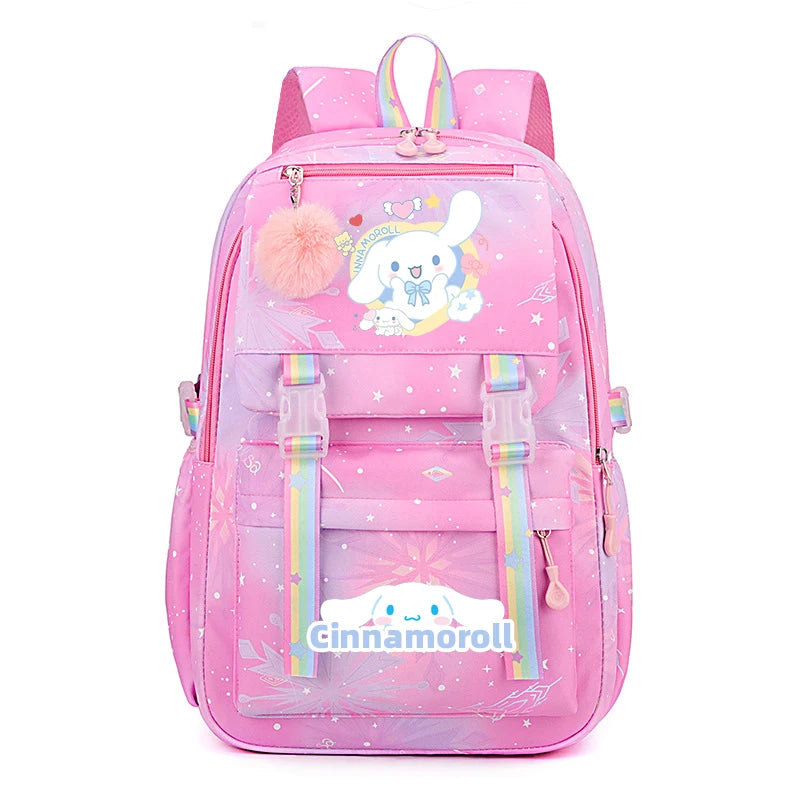 Kuromi & Cinnamoroll Large Capacity Backpack, Lightweight Cute Daypack, Cartoon Schoolbag, Girl Casual Travel Commute Knapsack