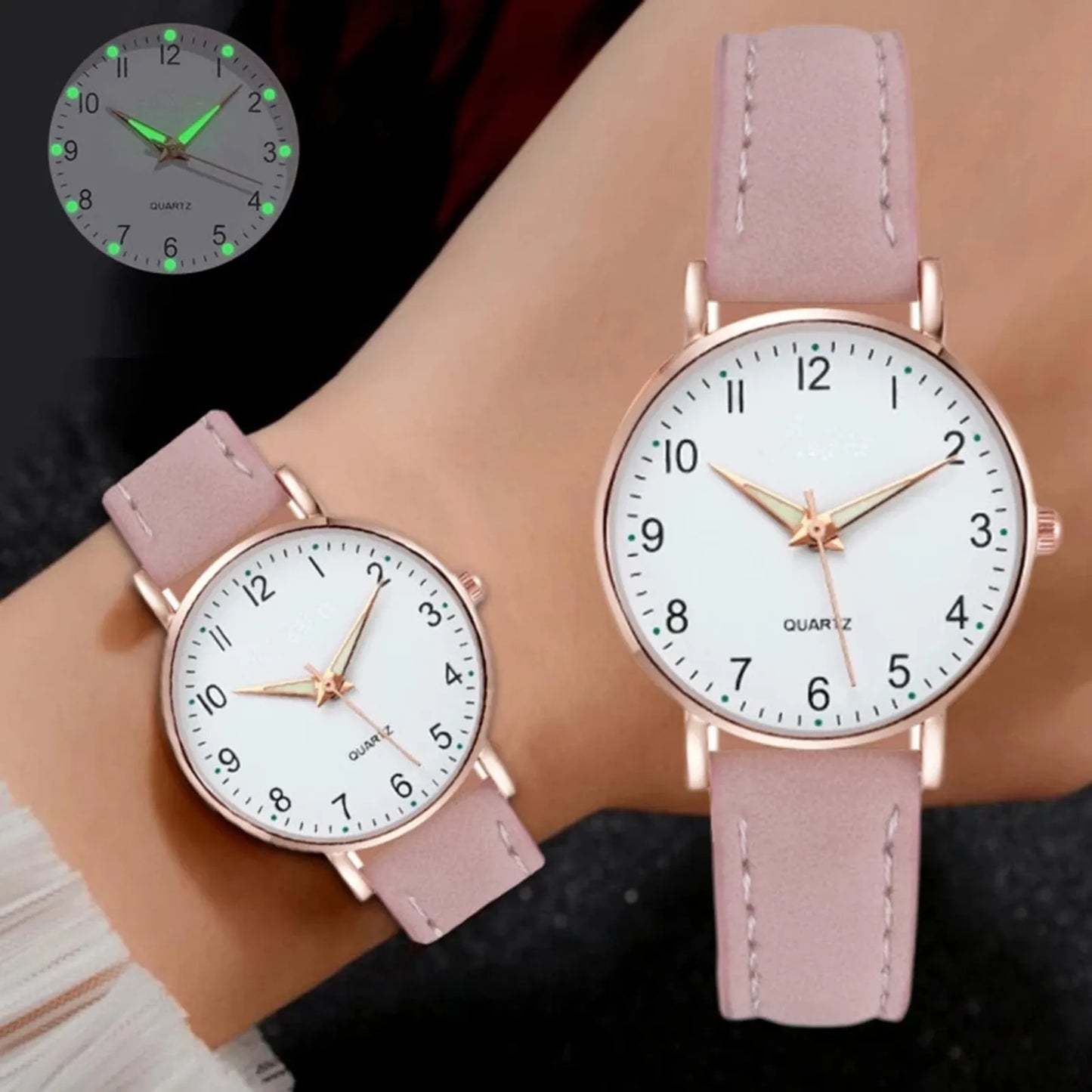 Simple Stylebusiness Wristwatch Classic Leather Strap Quartz Watch Ladies Rose Gold Luminous Date Bracelet Wristwatch RelóGio