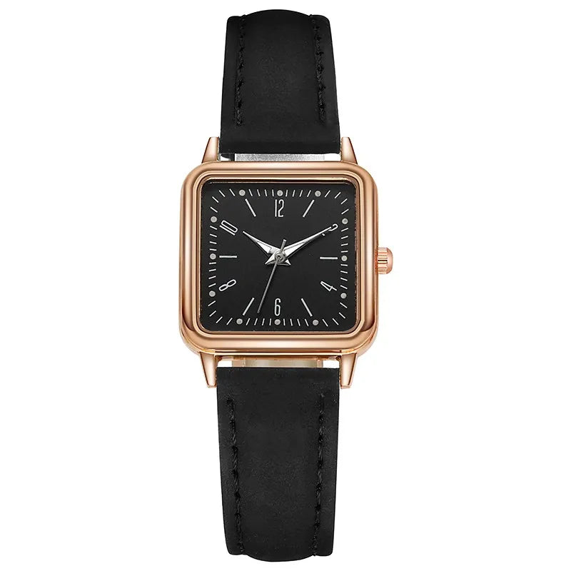 2023 New A Fashion Women Watch Leather Strap Casual Watch Wrist Square Dial Case Lady Watches Wristwatch Clock Gift